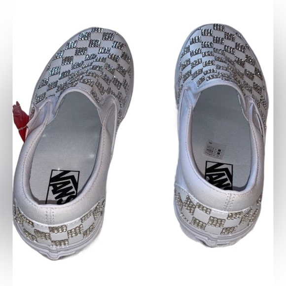 Luxe Crystal Diamond Vans Asher Checkerboard Slip On Vans All Sizes New With Box - Picture 3 of 5